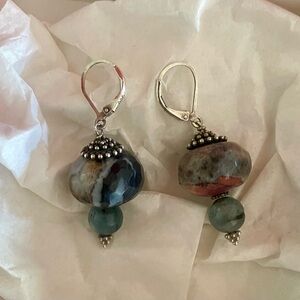 Elegant Silver and Blue Beaded Earrings